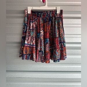 Women’s Nasty Gal Vibrant Colorful Boho Flowing Mini Skirt Sz 8 NWT